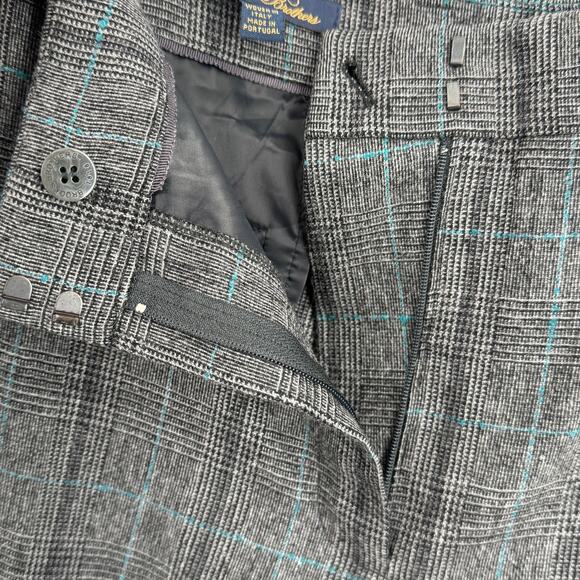 Brooks Brothers dress pants women's 14 wool cashmere glen plaid straight gray - Picture 6 of 10